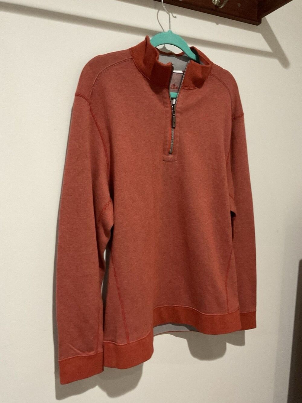 Tommy Bahama Mens M Quarter Zip Pullover Tencel Cotton Ginger Heather NWT $118